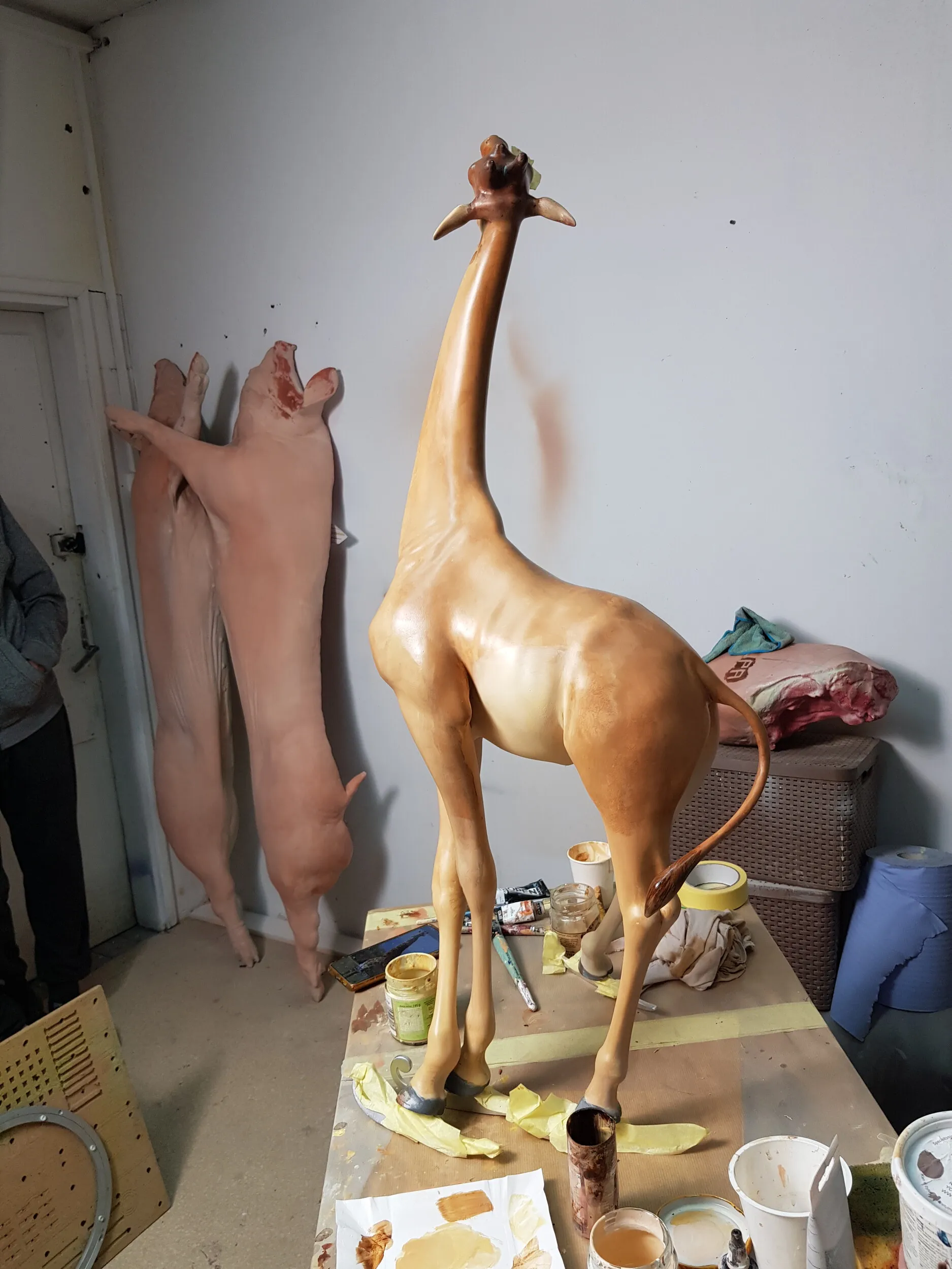 Finished artistic skating giraffe figure.