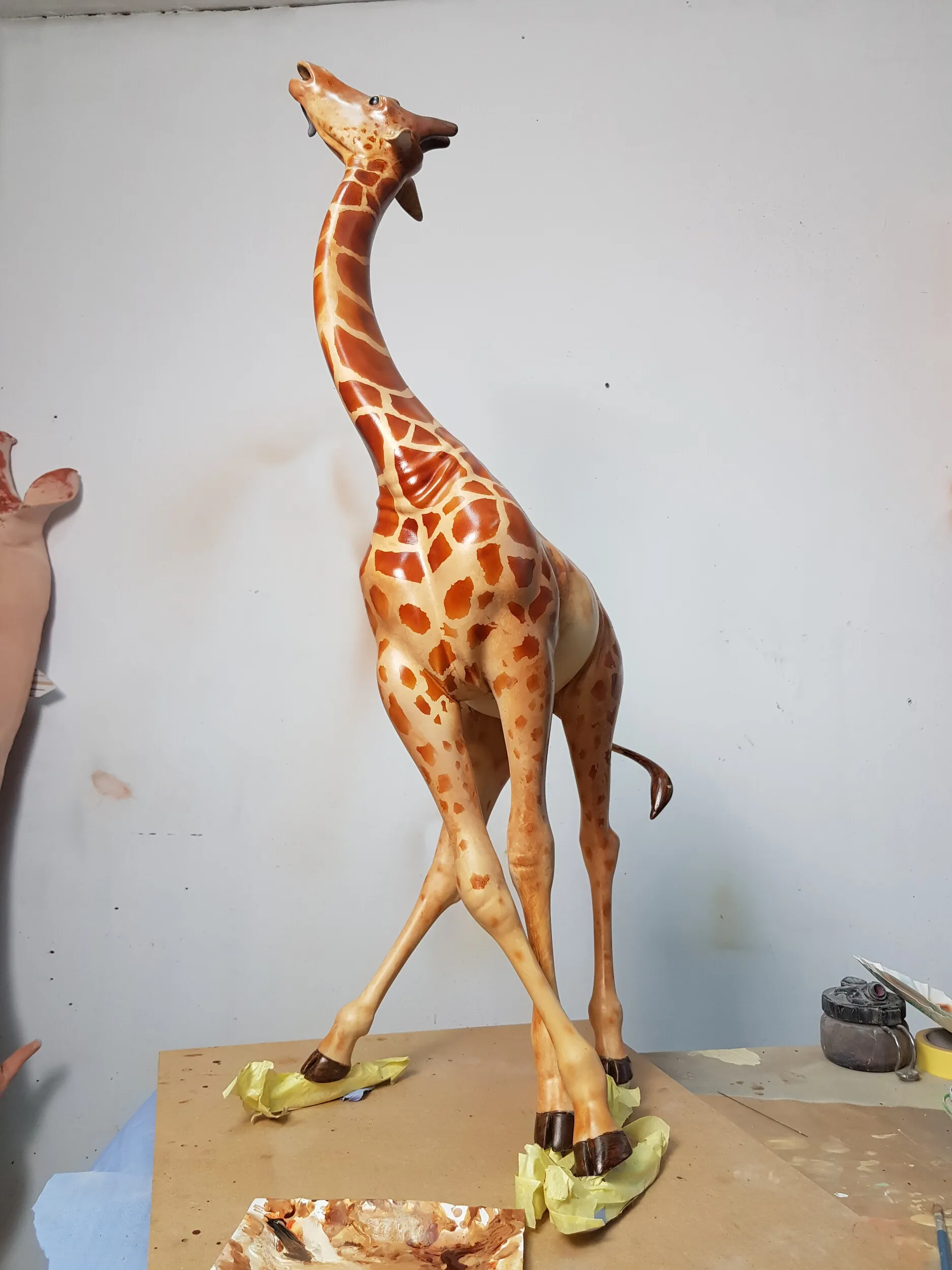 Final view of the skating giraffe after completion.