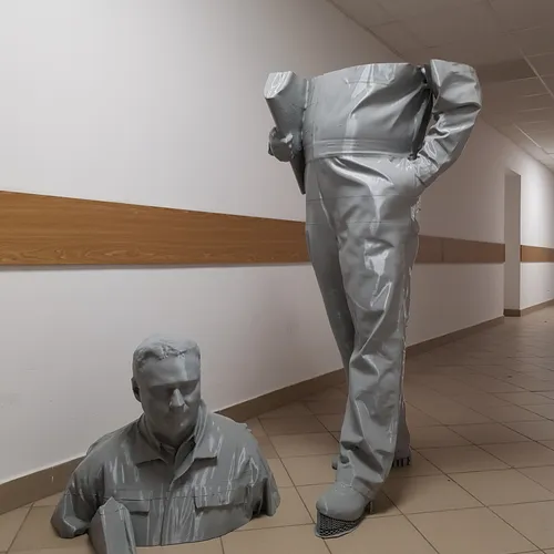 Zbliżenie na strukturę wielkoformatowej rzeźby wydrukowanej w 3D do projektu Althamera.