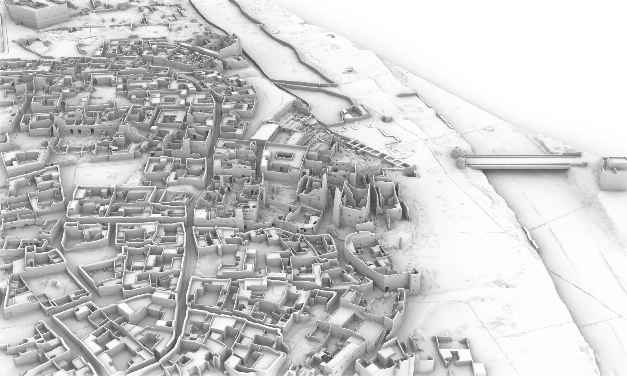 Rendering dużej makiety historycznego miasta At-Turaif.